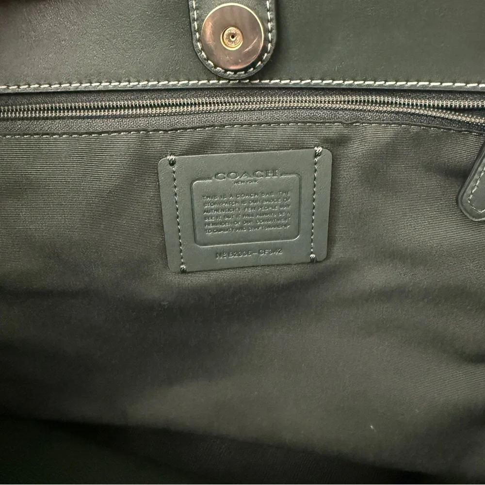 Coach Green City Tote with Leather Trim - Picture 4 of 5